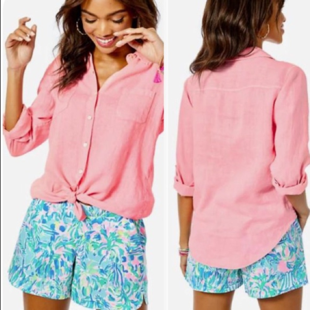 Lilly Pulitzer Sea view linen button down top